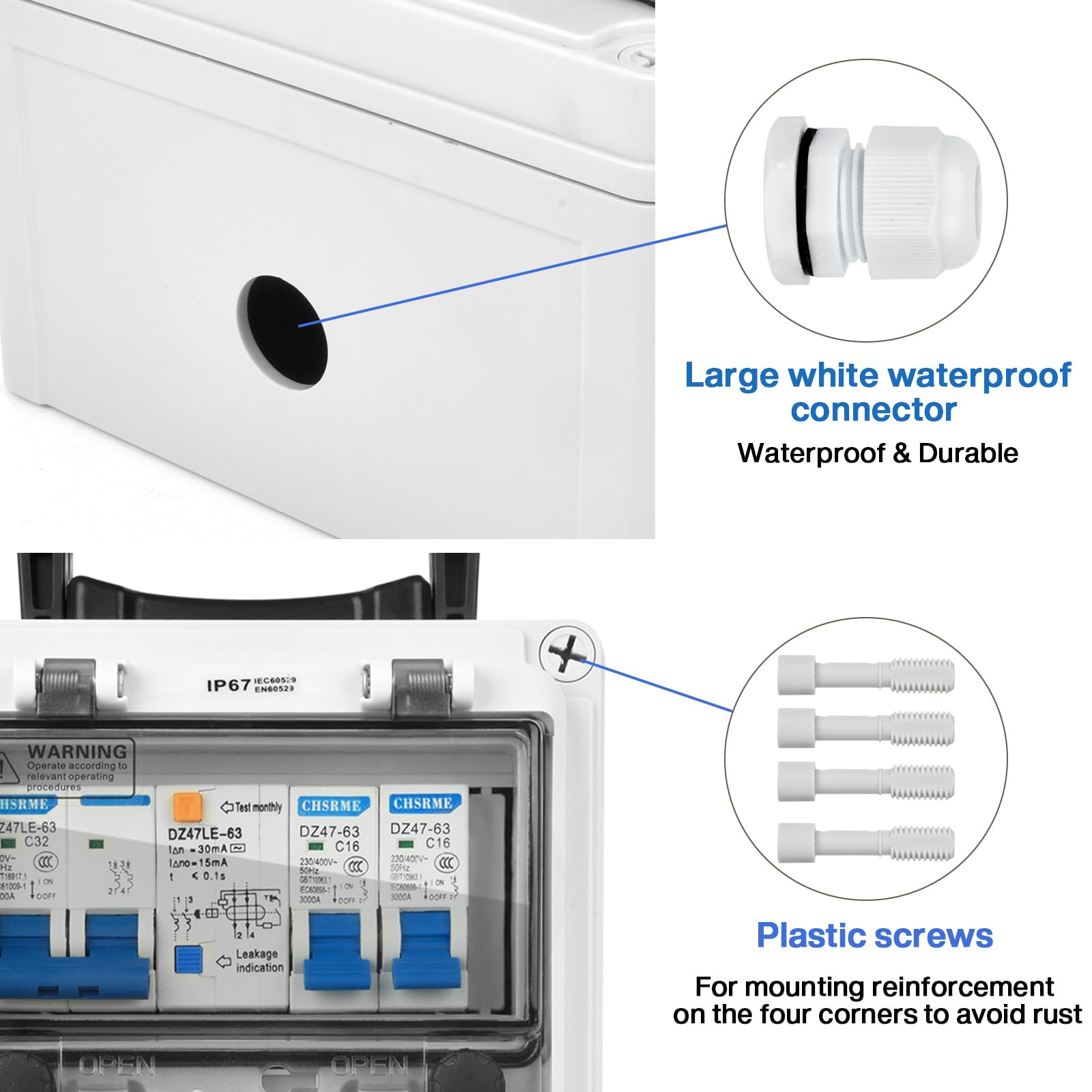 Coffret Électrique de Chantier 230 V Coffret Chantier Répartiteur Mural avec Disjoncteur répartiteur de courant 16 A IP67 Distributeur de Courant Électrique avec Disjoncteur coffret chantier