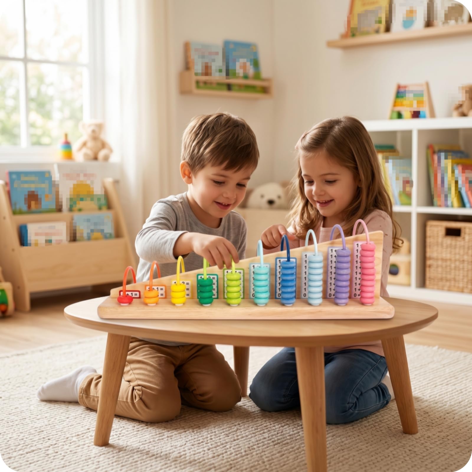 harayaa Kinder Rechenrahmen Holz Rechenbrett Lernspielzeug Zahlenbrett Addition Subtraktion mit Gebogenen Stäben Und Sichtbarer Perlenbewegung für Vorschule Grundschule Zuhause Geeignet