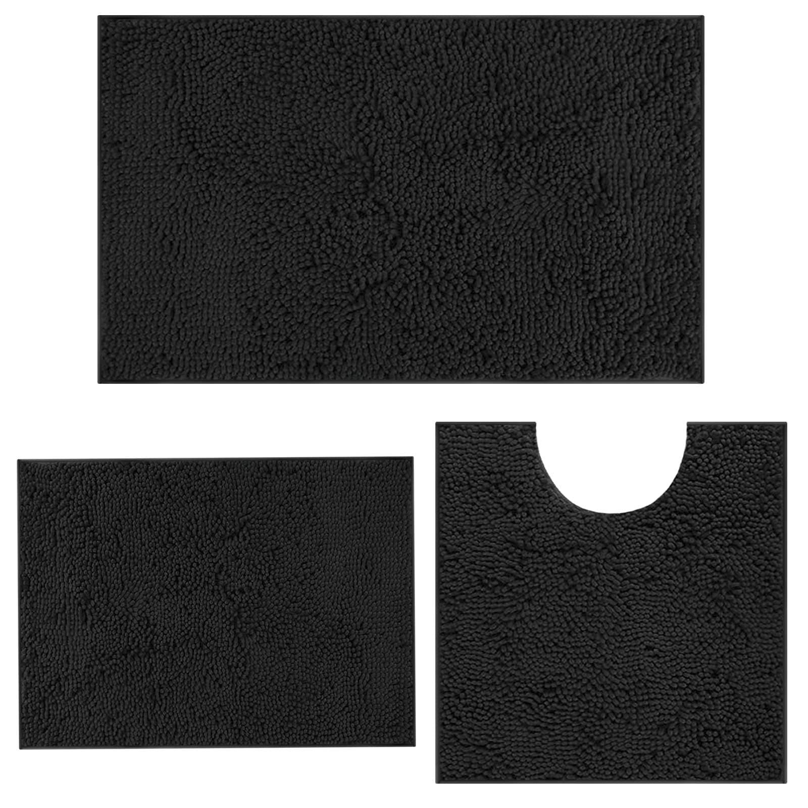 MEGAROOM Non Slip Chenille Bath Mat Sets 3 Pieces, Soft and Anti Mould Bath Mats for Safety and Comfort