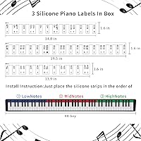 Vista 7 de Calcomanías para teclado de piano, calcomanías de teclado, calcomanías extraíbles para notas, 88 teclas, tamaño completo para principiantes y Negro