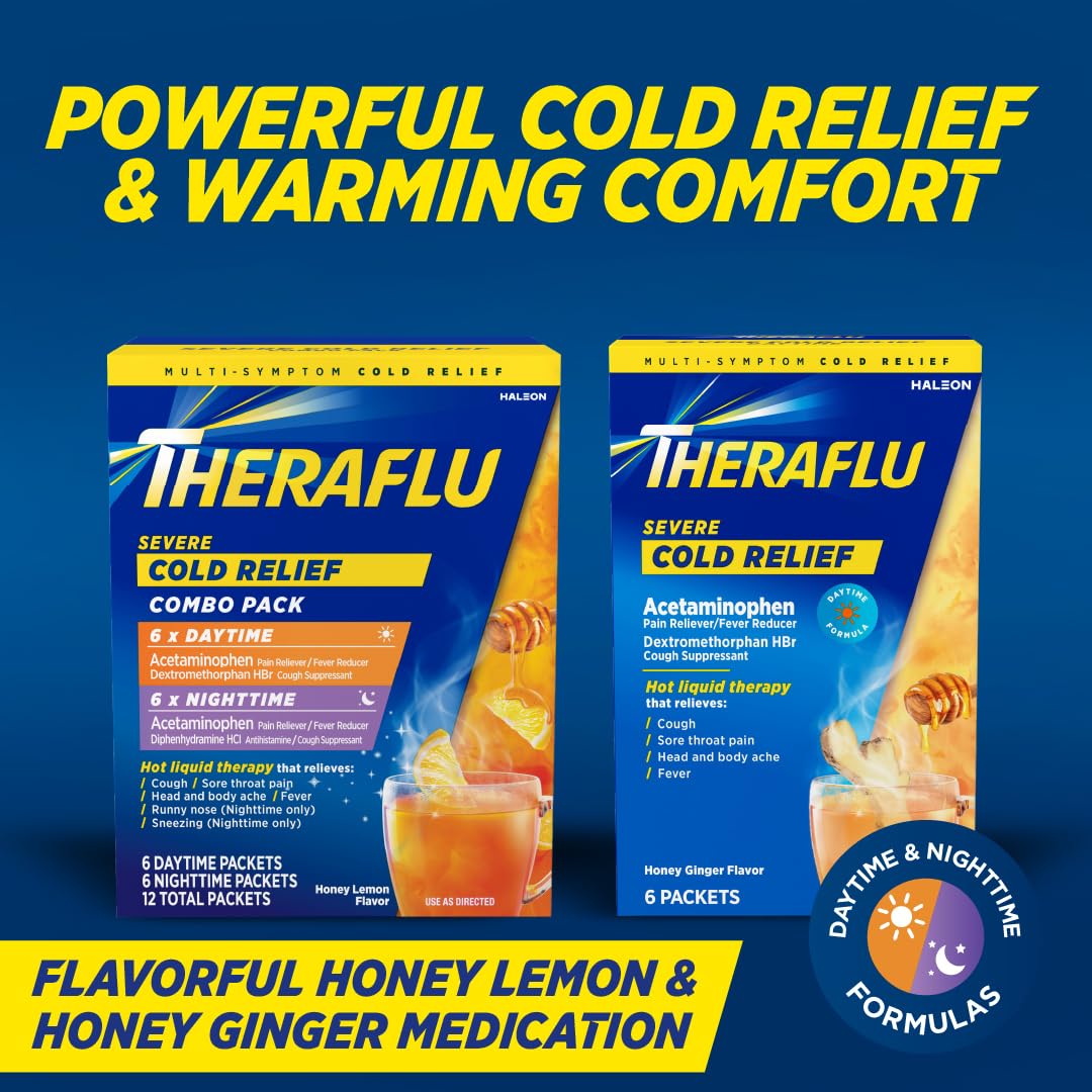 Theraflu Day and Night Pack, Severe Cold Relief, 18 Packets — Amazon image 2