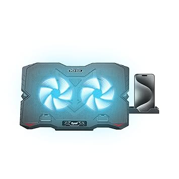 Dyazo Laptop Cooling Pad |Laptop Stand with Cooling Fan | Adjustable Height 5 Step with Mobile Holder Compatible for All laptops & Notebook 11.6/13.3/14 / 15.6 inch - (Black) - image, photos