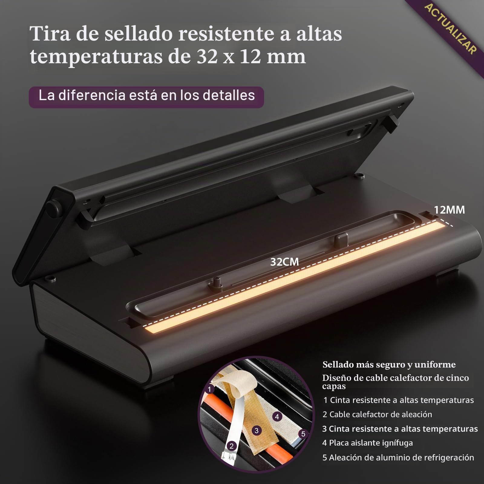 Mesliese - Máquina de envasado al vacío para alimentos, 90 kpa, potente máquina de envasado al vacío, 6 en 1 compacta de alimentos, 2 rollos de bolsa y 5 bolsas precortadas (gris)