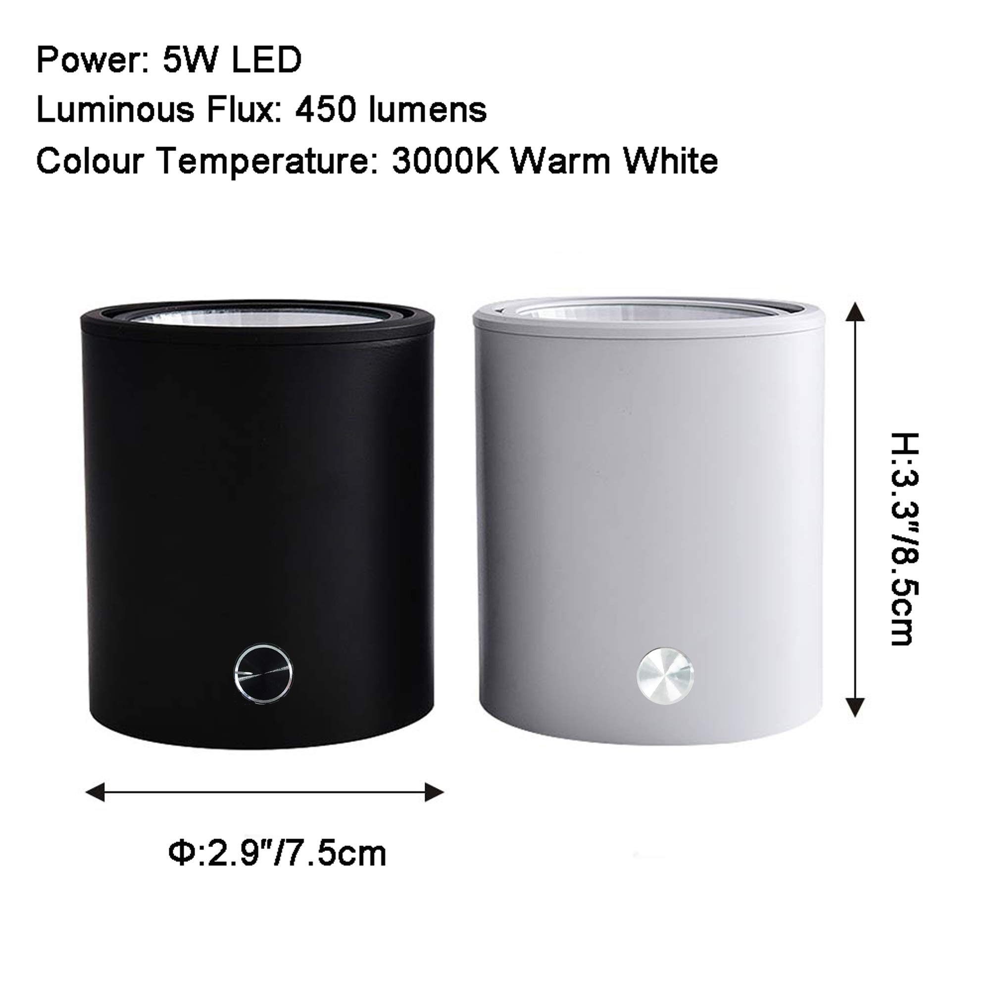 SKIVTGLAMP Dimmable High Accent Uplight 5W COB LED Barrel Type Spotlight Light with 5.9ft On/Off Foot Pedal Switch Cord Extra Light Rotating Decorative Light for Loft Gallery Exhibition,Black