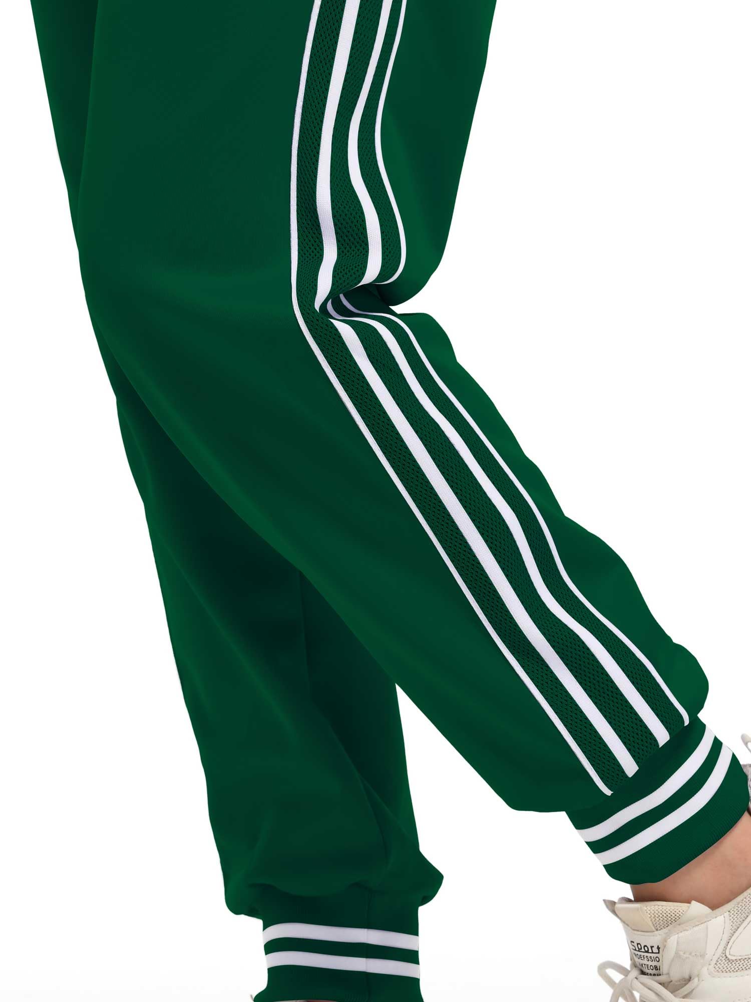 ANOTWENER Damen Trainingsanzug Set Gestreiftem Jogginganzug Sportanzug Zweiteiler Freizeitanzug mit Taschen S-XXL