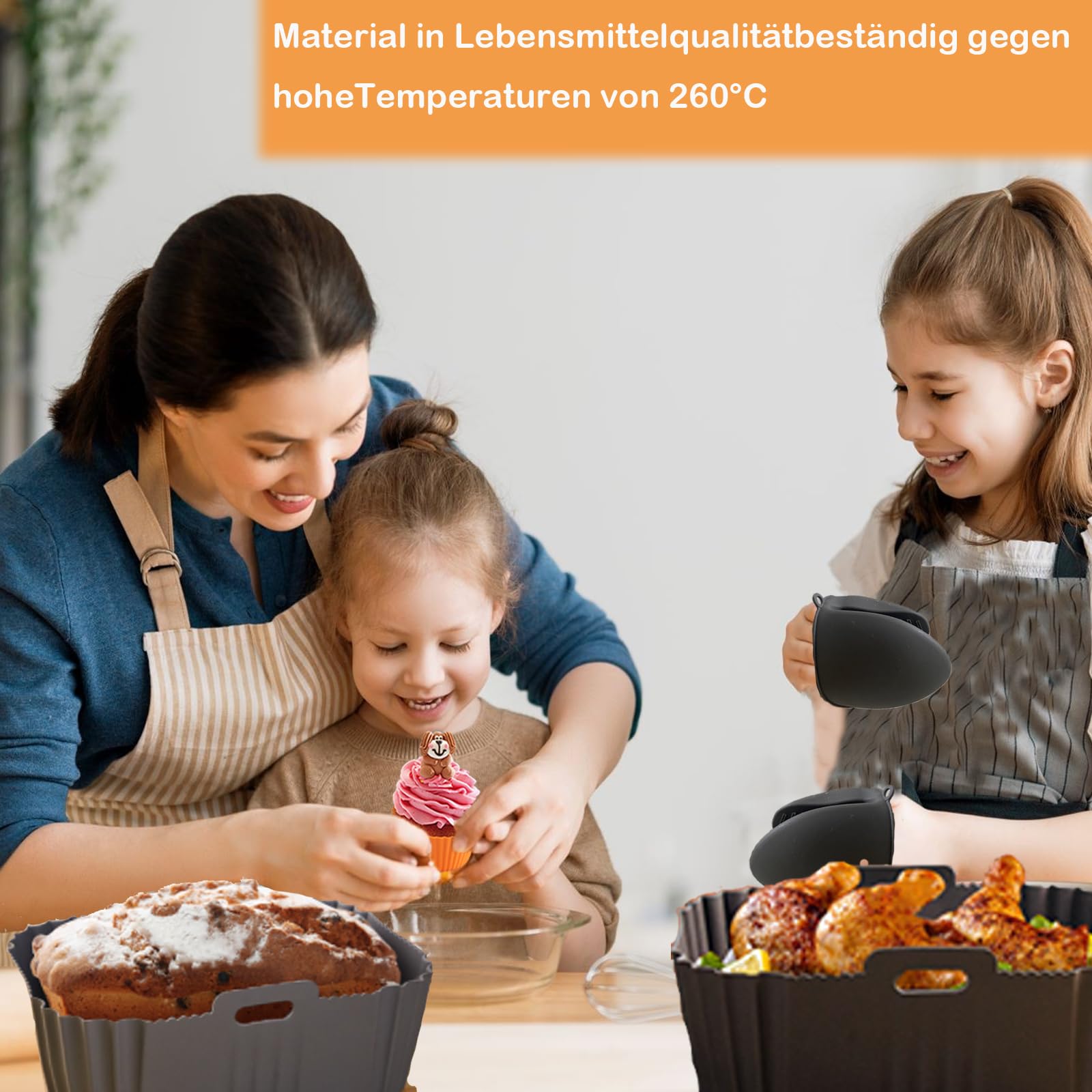18-teiliges Heißluftfritteusen-Zubehör Für Ninja Foodi & Cosori – Silikonformen, Spieße, Backzubehör, BPA-frei