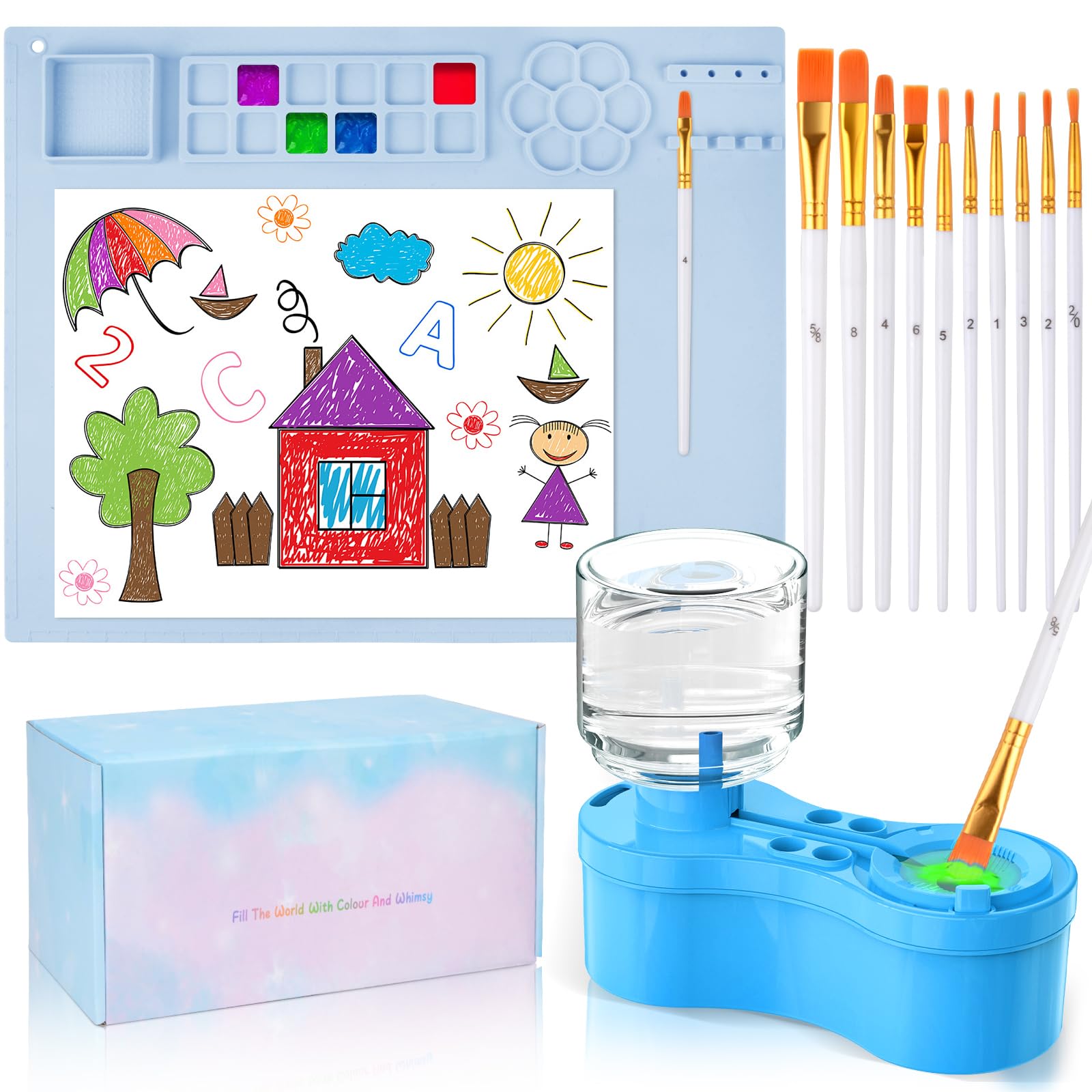 Painting Station, Silicone Painting Mat and Paint Brush Cleaner, 20
