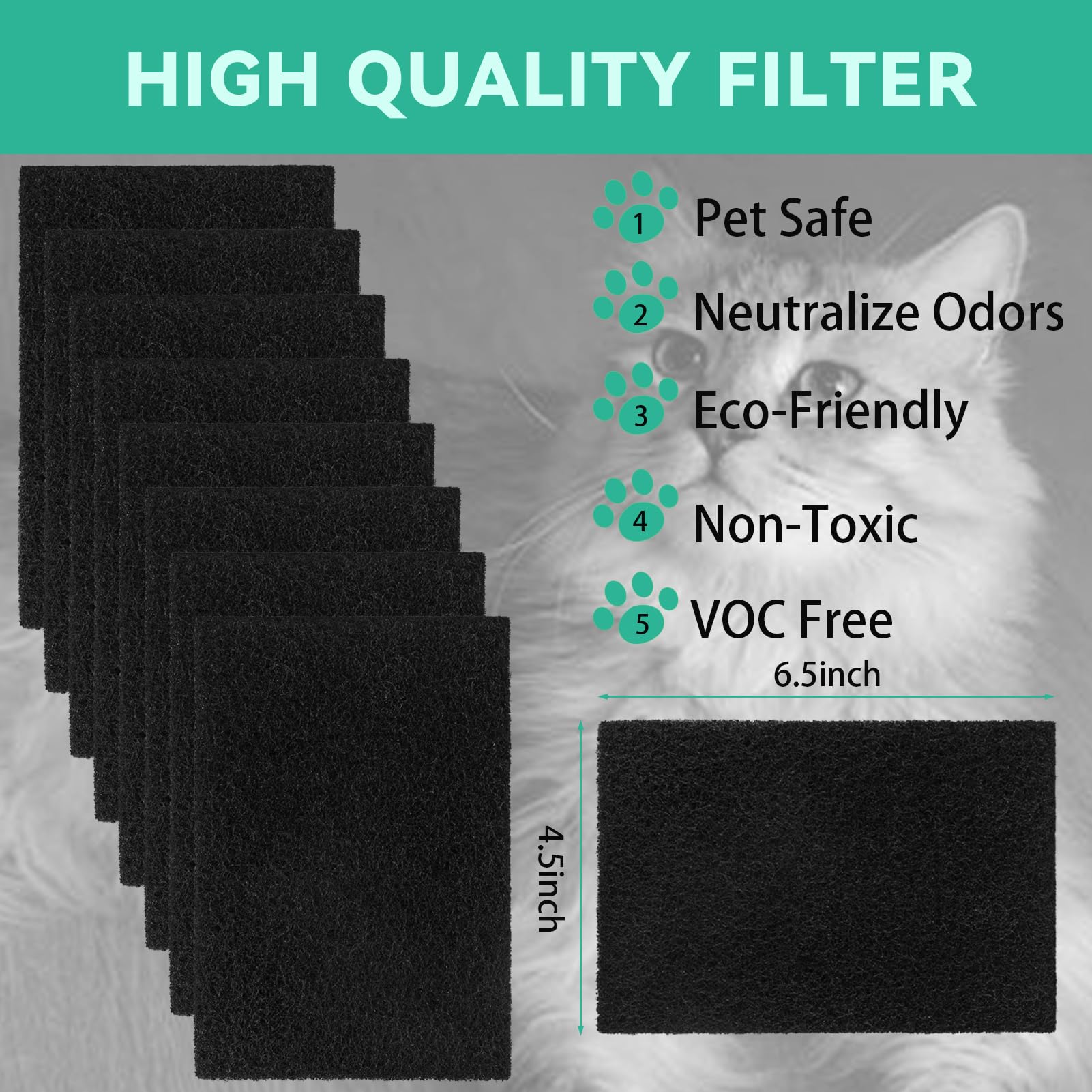 Litter Box Filter 8-Pack Van Ness Cat S Activated Carbon