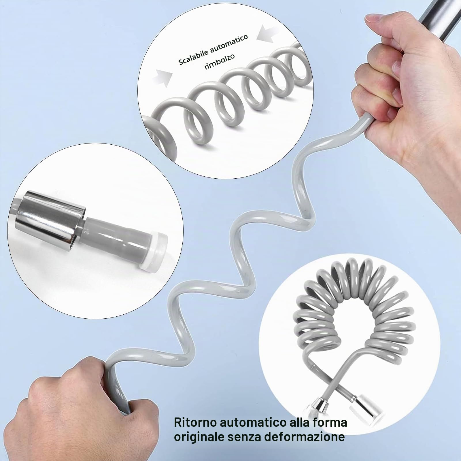1 pz Tubo doccia telescopico, 3m Tubo doccia con set doccetta bidet 1 nastro adesivo per spruzzatore, bidet per toilette, lavandino, rubinetto