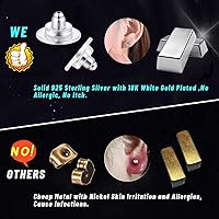 Vista 5 de 3 pares de respaldos de aretes de plata de ley, ajuste hipoalergénico con cierre de 0,028-0,039 pulgadas (blanco+oro)