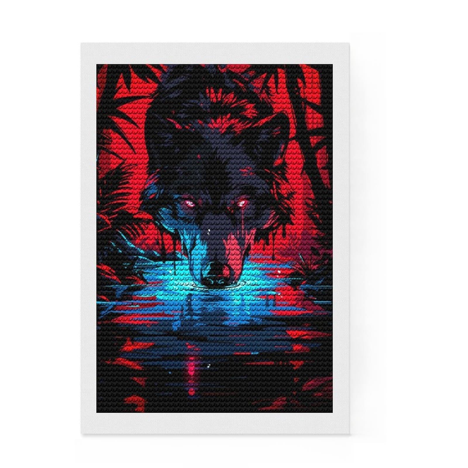 Junmoney Nightshade Wolf Diamond Painting Set 8"x12", for Family Craft Time, Fun Craft Experience, Modern Decor, Christmas Gift