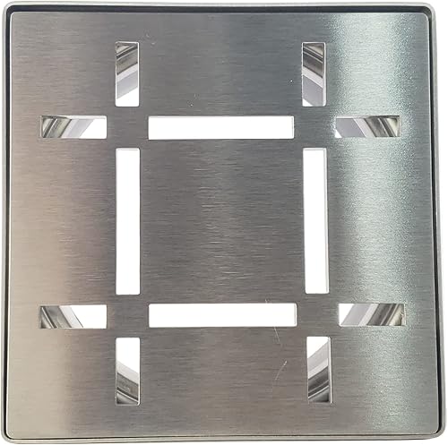 Miniatura 7 de FROSCH Kit de rejilla de drenaje de ducha de acero inoxidable de 4 pulgadas, diseño de tablero (blanco mate)