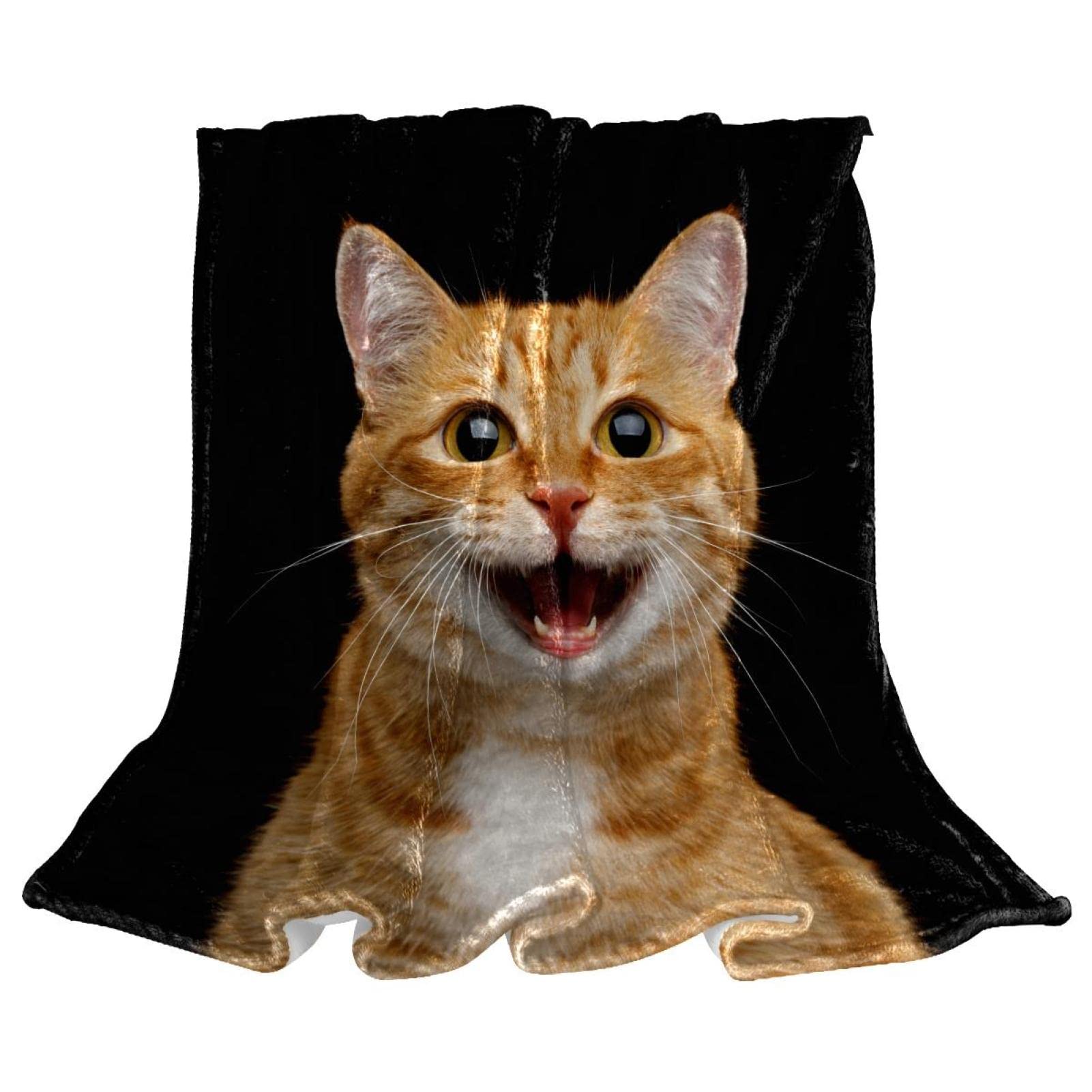 Jeté de lit en polaire plaid chat souriant couverture canapé salon