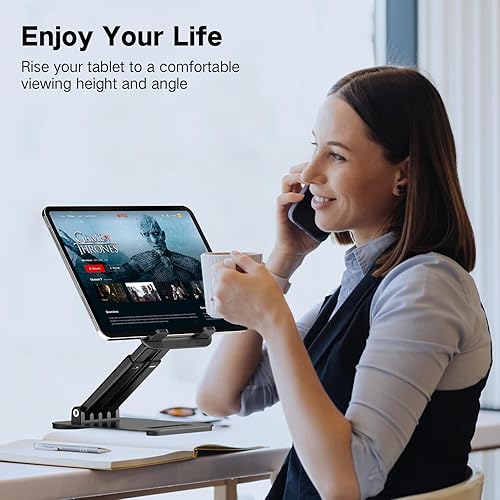 Miniatura 2 de Soporte para tablet para iPad, soporte ajustable para tablet para escritorio, soporte plegable para monitor portátil compatible con tabletas de 4 a