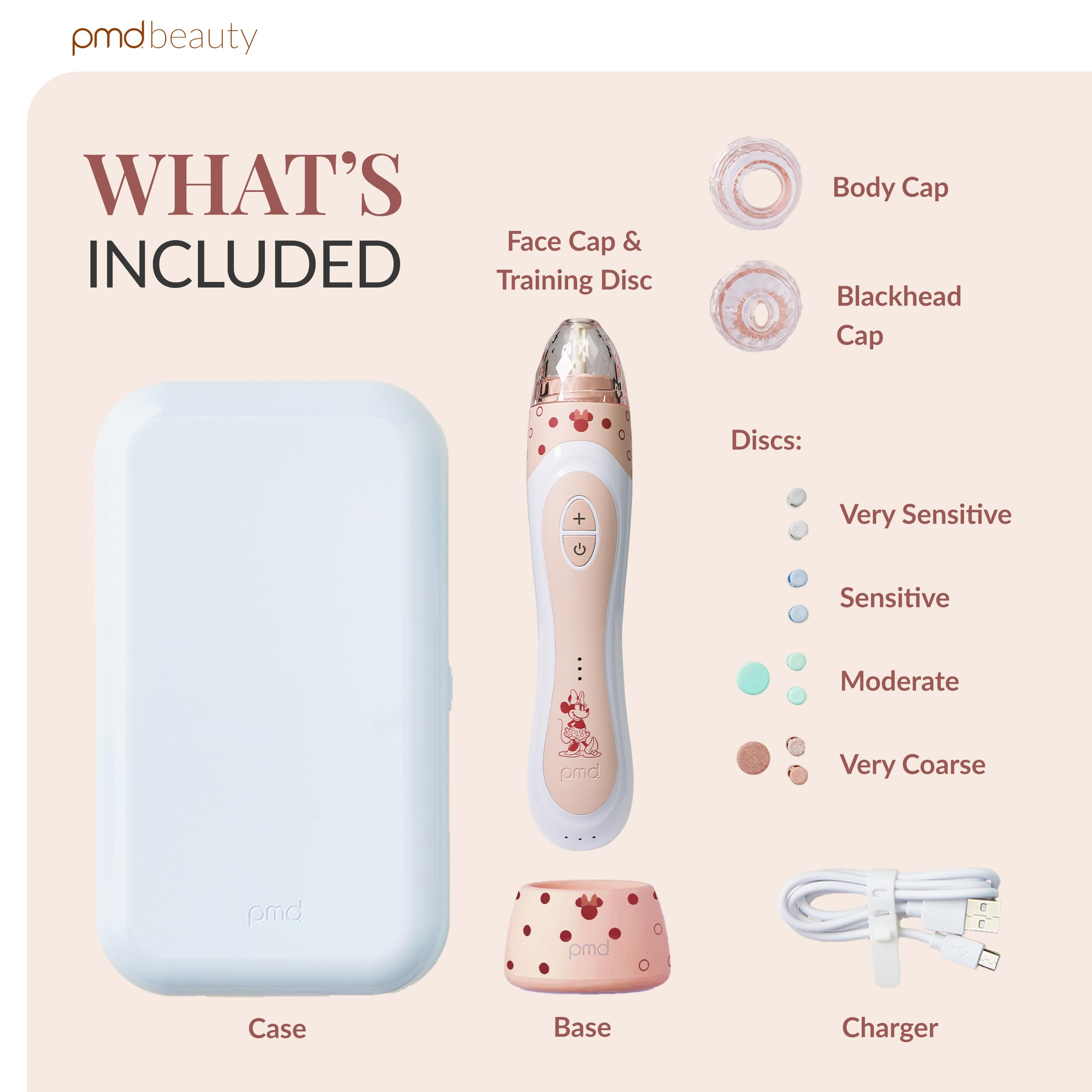 PMD Beauty x Disney Minnie Mouse Personal Microderm Elite Pro-At-Home Microdermabrasion Machine for Face and Body-Exfoliating Crystals & Vacuum Suction for Fresh & Radiant Skin-TruTier Technology