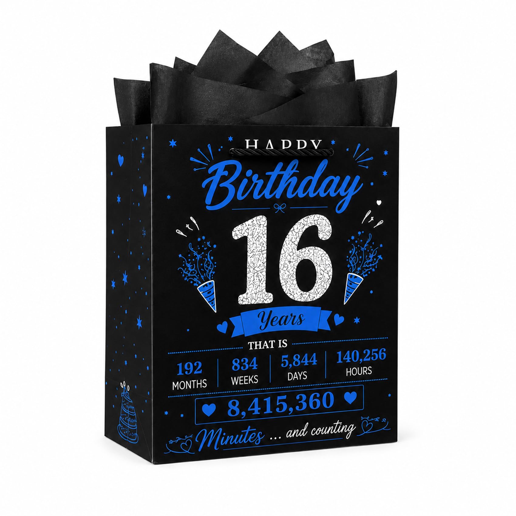 Nideen 16th Birthday Gift Bag for Boys with 3 Tissue Paper