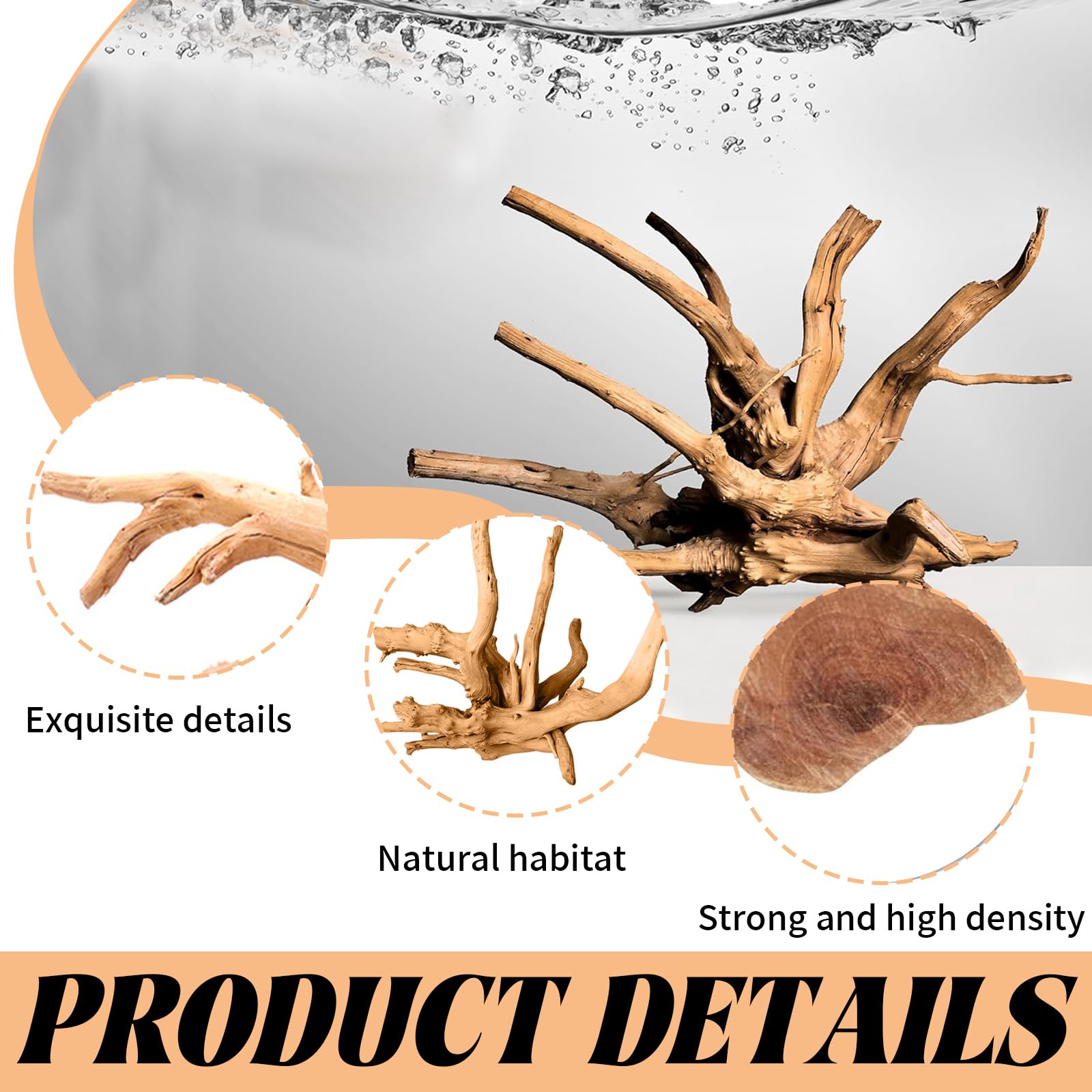Legno per Acquario 15-20 CM 4 Pezzi Tronchi Legno Decorativi Naturale Terrario