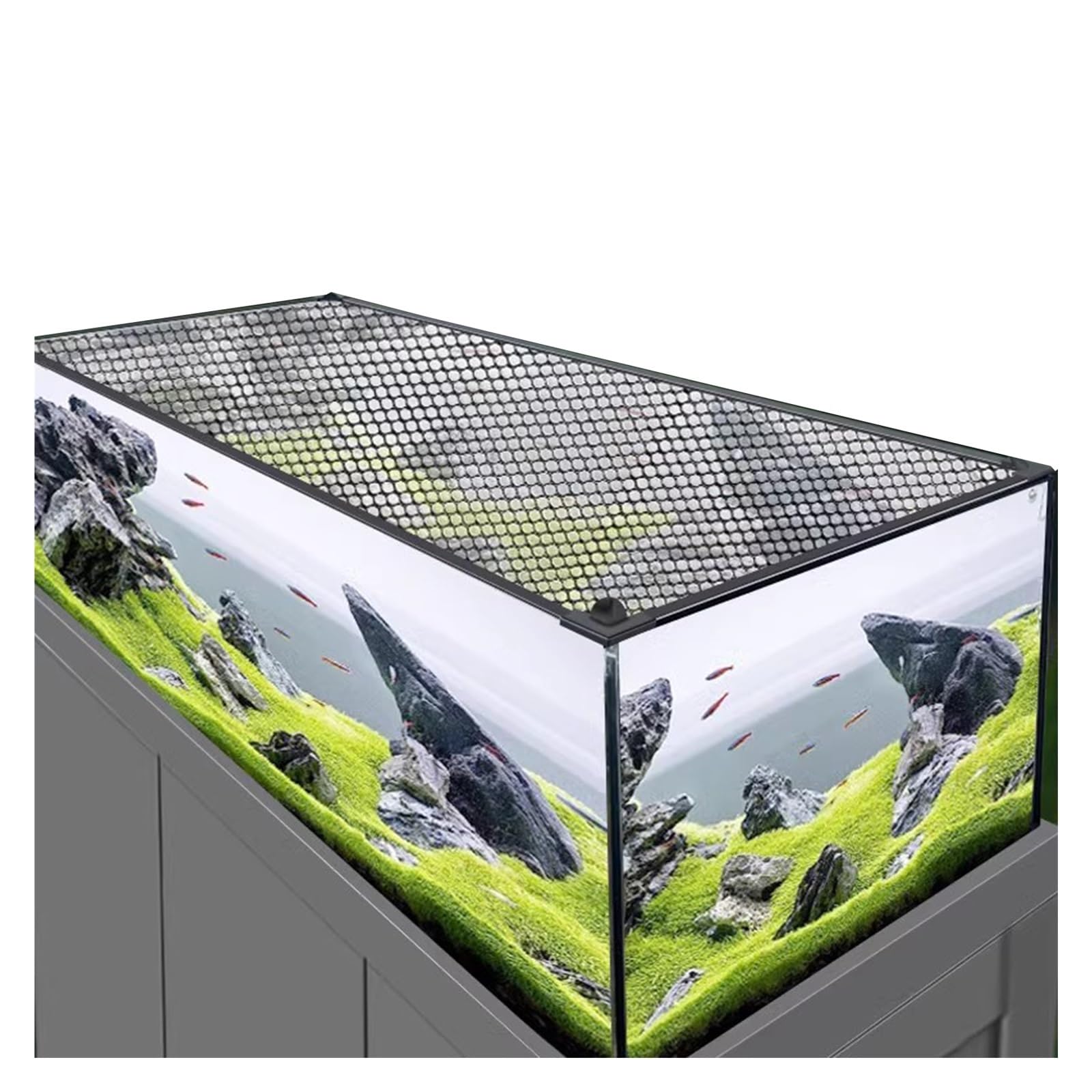 Coperchio magnetico per acquario, copertura a rete anti-salto con design personalizzato fai da te per un fissaggio sicuro dell'acquario o laterale