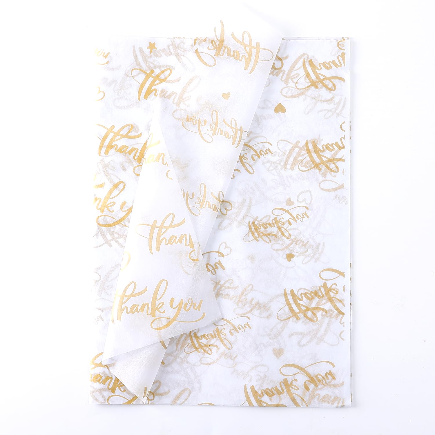 Thankyouwhite Seidenpapier, 35,6 x 50,8 cm, recycelbar, Weiß mit metallischem Gold, 100 Blatt