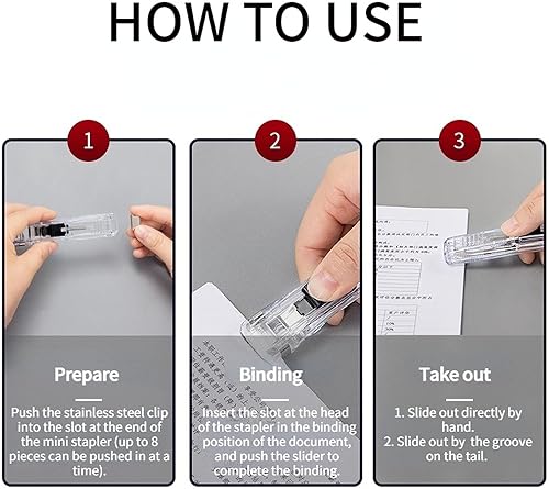 Miniatura 4 de Grapadora con grapas mini juego para escritorio, extraíble con 108 grapas reutilizables, pequeña y bonita oficina, escuela, suministros