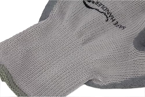 Miniatura 6 de SAFE HANDLER Guantes de agarre ultra elásticos  Agarre recubierto de látex arrugado, forro grueso, comodidad y flexibilidad, gris, OSFM, 1 par (2
