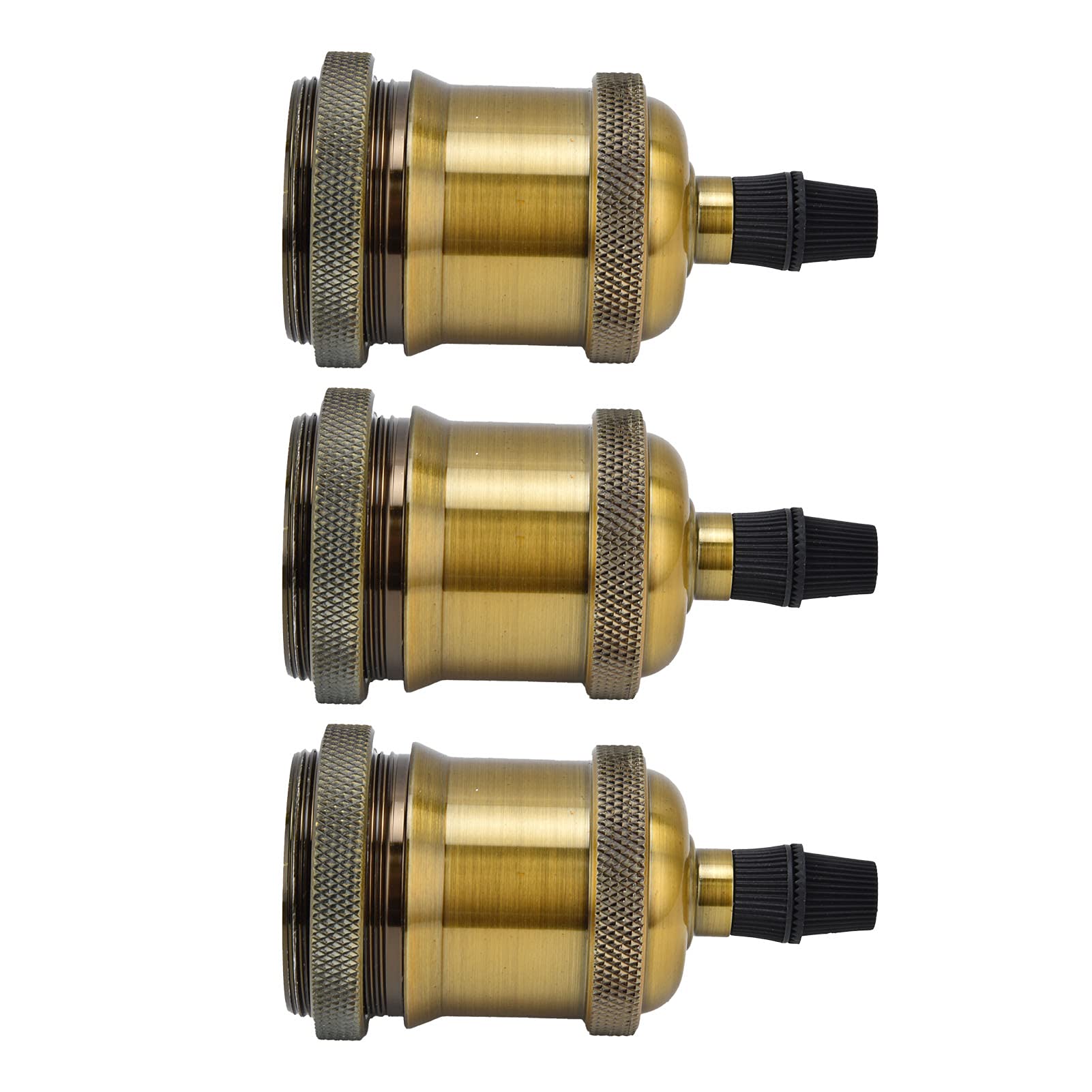 6 Stück Lampenfassung Metall E26 E27 Schraube Retro-Beleuchtungssockelzubehör mit gemahlenem Aluminiumgehäuse (Gelbbronze)
