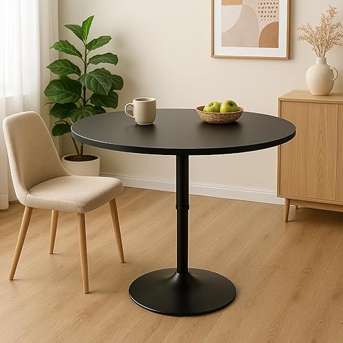 Miniatura 4 de Magshion Mesa redonda de bar de madera de altura ajustable de 23.5 pulgadas, rango ajustable de 27.5 a 36 pulgadas, sala de estar, comedor, bar,