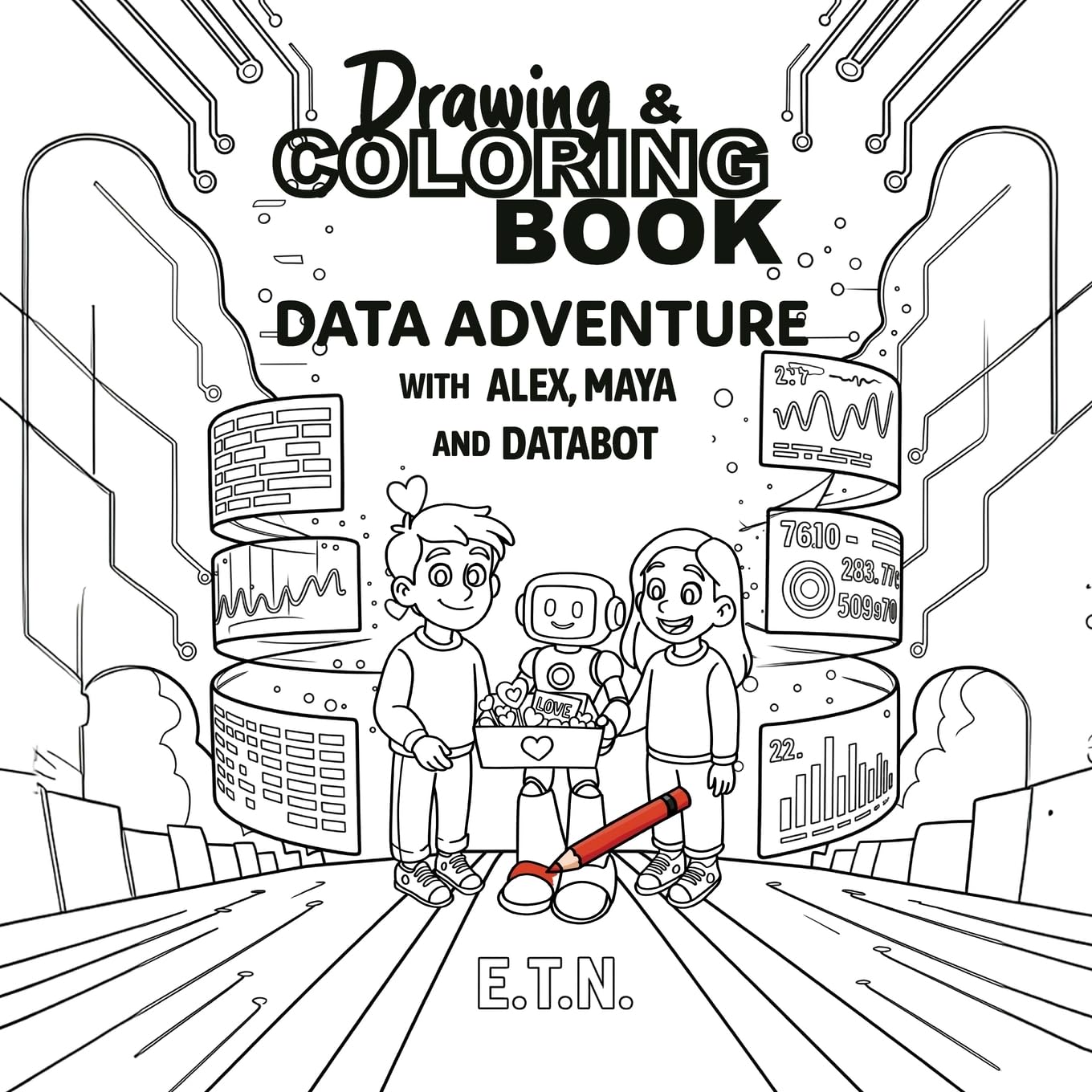 Drawing & Coloring book Data Adventure with Alex, Maya and Databot