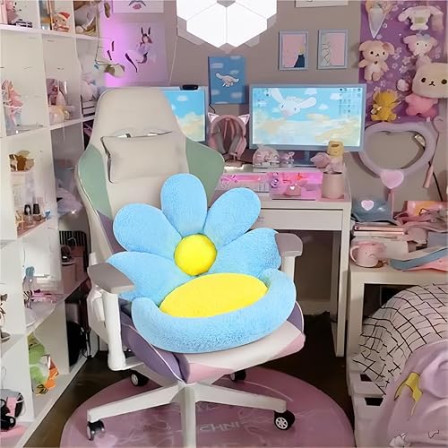 Miniatura 7 de Ditucu Cojín de asiento con forma de flor, cómodo cojín Kawaii para silla de juegos, 19 pulgadas, cojín de suelo para sofá perezoso, oficina, cosas