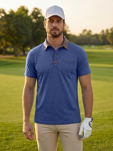Halfword Polos Homme Manches Courtes Golf Pull Casual Classique Top Slim Fit - 2