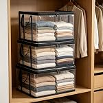 Large Heavy-Duty Thick Clear Plastic Storage Bags, Foldable Transparent Organizer Bins with Zipper Lid & Reinforced Handles, All-Purpose Storage for Clothes, Blankets, Moving and Closet Organization