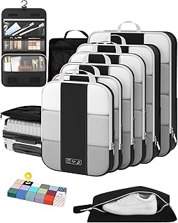 Compression packing cubes set for travel organization