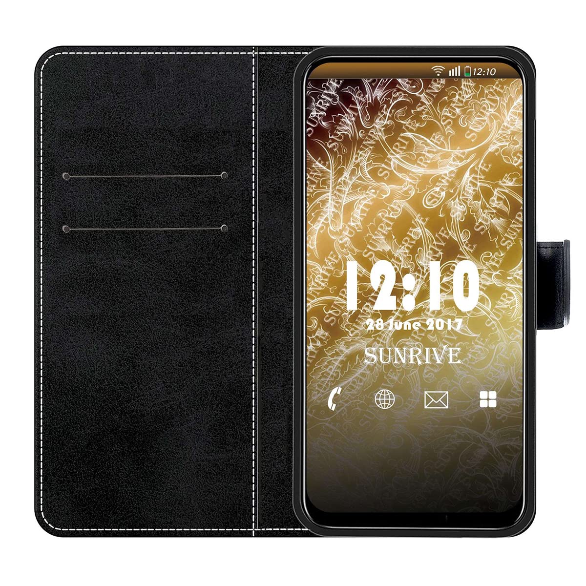 Sunrive Funda Compatible Con DOOGEE N55/N55 Pro, Cuero Artificial Sintético Protectiva Carcasa Resistente Cierre Magnético,en Folio,Soporte Plegable(Q Gato 6