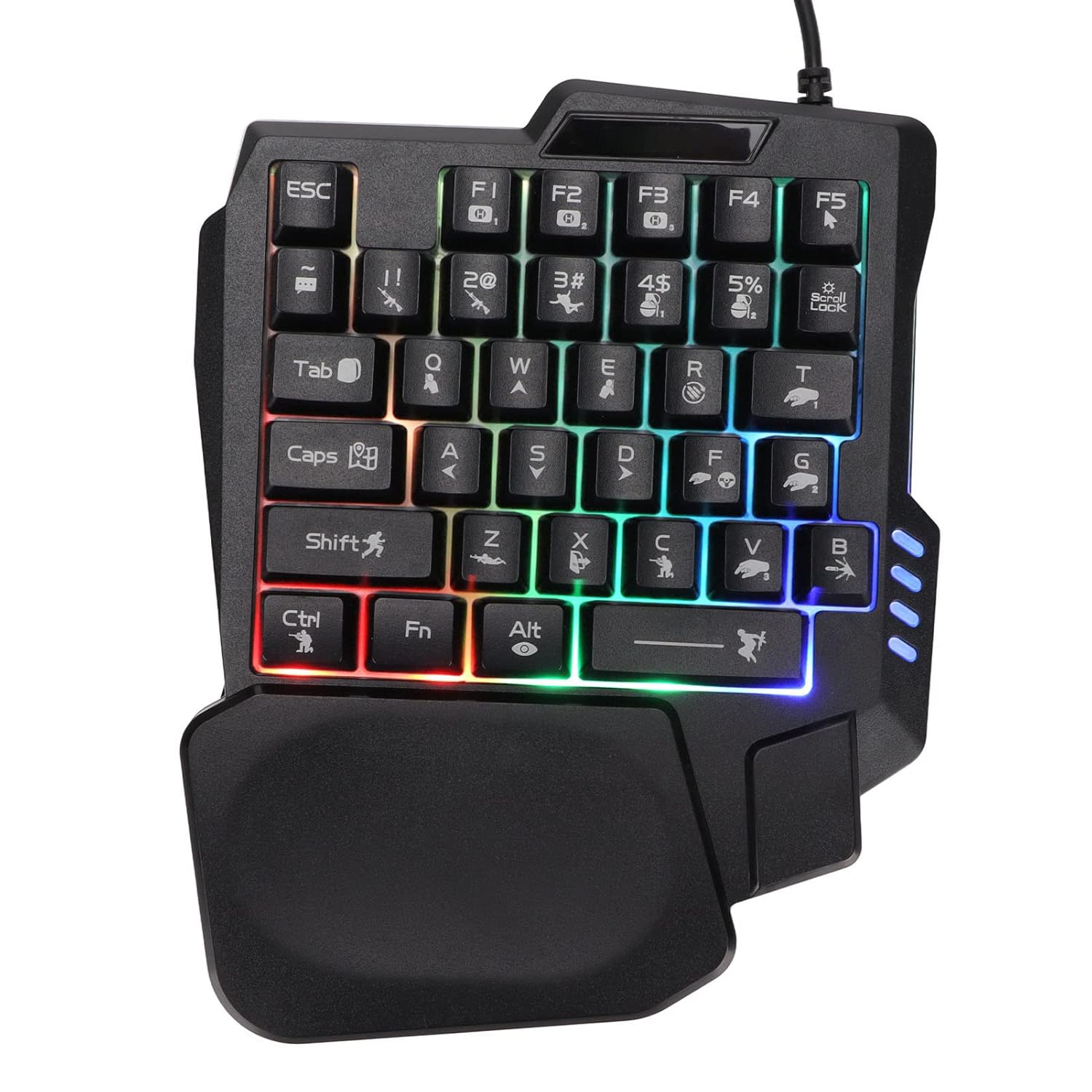 Wired One-Handed RGB Mechanical Gaming Keyboard, 35 Keys Gaming Keyboard, Palm Rest Half Keyboard for Computer Mobile Games Wired One-Handed RGB Mechanical Gaming Keyboard, 35 Keys Gaming Keyboard, Palm Rest Half Keyboard for Computer Mobile Games