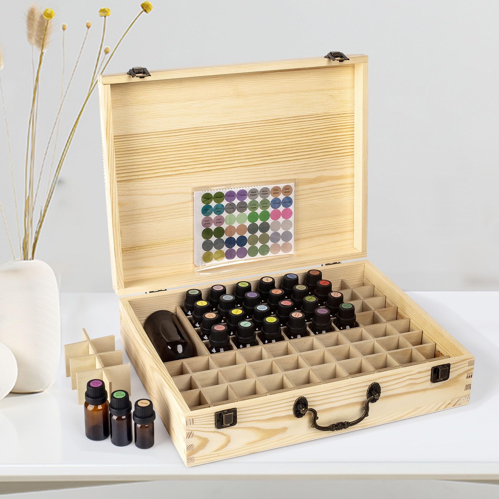 Olio Essenziale Organizzatore Contenitori Scatola di Legno 80 slot