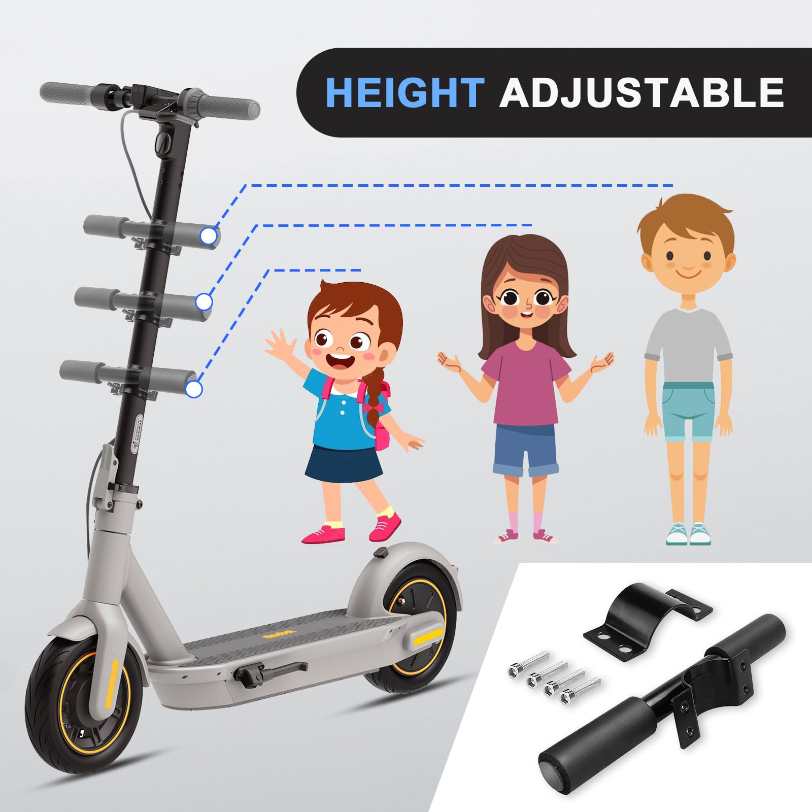 SYACHI Uchwyt dla dzieci regulowany do elektrycznego skutera dziecięcego G30 Max, uchwyt antypoślizgowy, kompatybilny z Segway Ninebot ES1 ES2 ES3 ES4 E22 E25, kolor czarny
