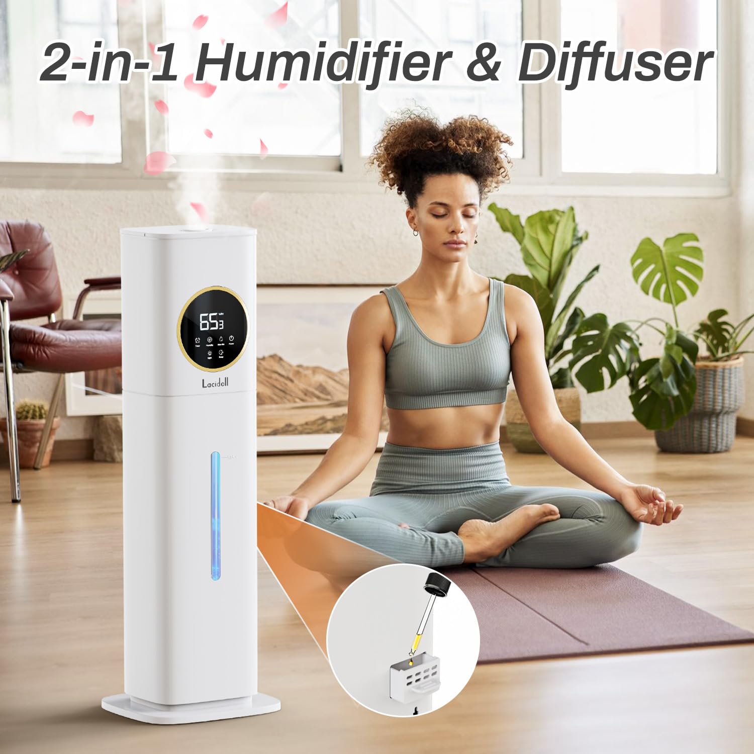 Humidificador para habitación grande, humidificadores de 2.1 gal/8 l para el hogar, humidificadores para recámara con difusor de aceite esencial, humidificadores de niebla fría para plantas, bebés,