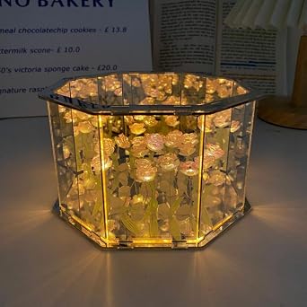 DIY Tulip Night Light 21 Flower Tulip Cube Mirror Lamp Handmade Tulip Light Desktop Decoration Mother's Day Birthday Gift for Mom, Friends, Sisters Polyhedral