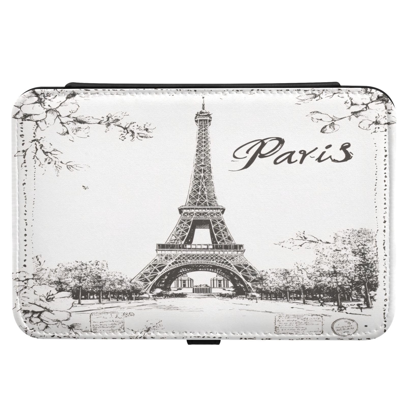 Haskirky Paris Eiffel Tower Jewelry Box Portable PU Leather Travel Jewelry Organize for Women Jewelry Storage Display Holder for Ring, Necklace, Earring