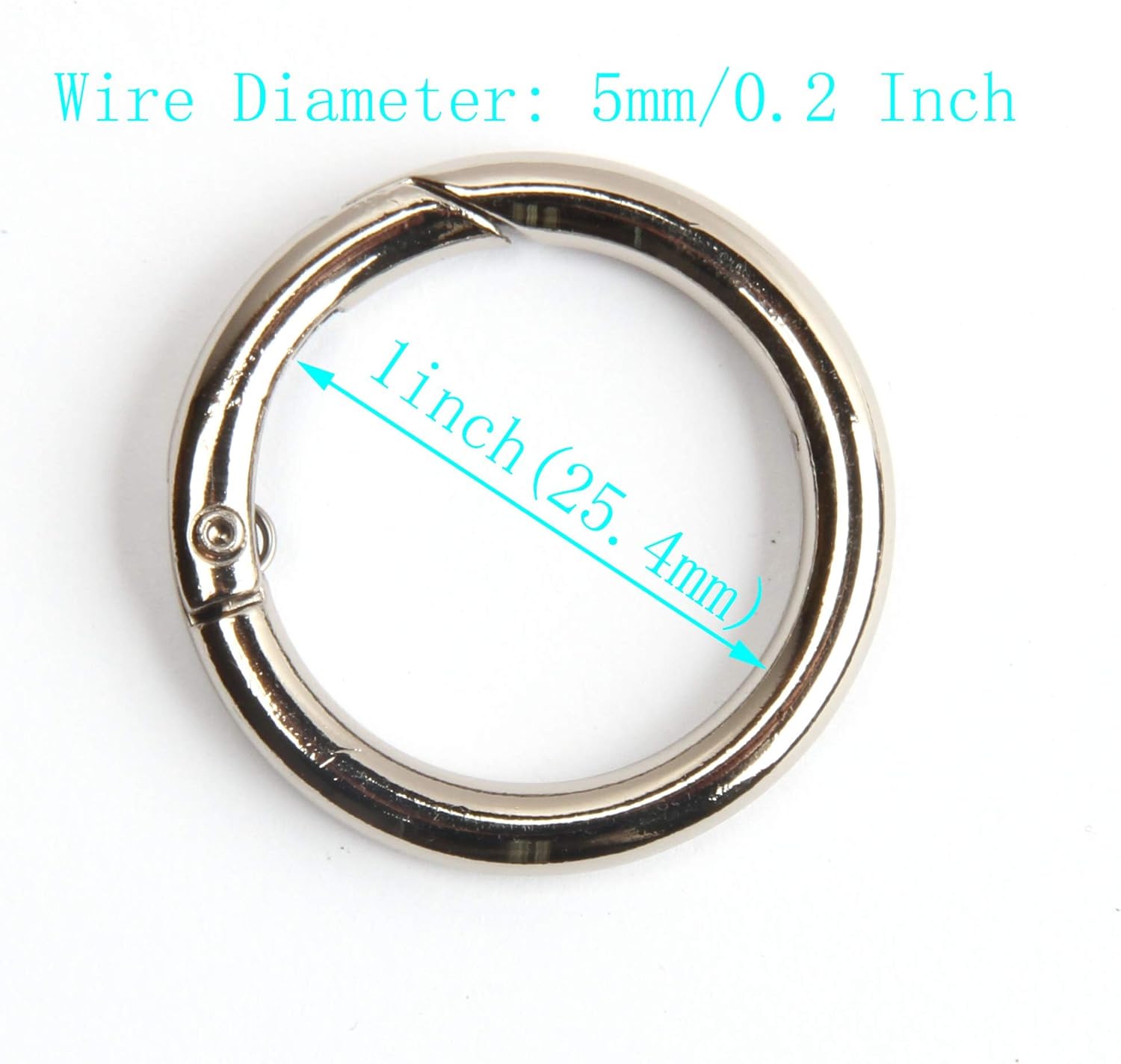 15pcs Trigger Spring O Rings Round Carabiner Clip Snap for Keyrings Buckle, Bags,Purses (Silver, 1 inch) - Image 2