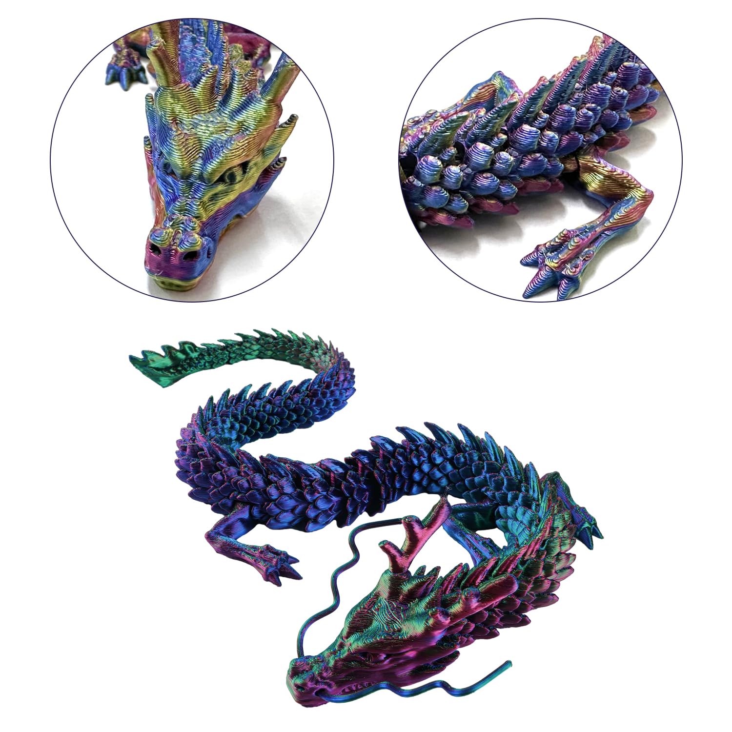 1PCS 3D Printed Dragon Aquarium Decorations Ornaments Landscape Fully Articulated Crystal Dragon Toy, Flexible Joint Dragon Executive Desk Toy, Home Office Decoration - Image 3