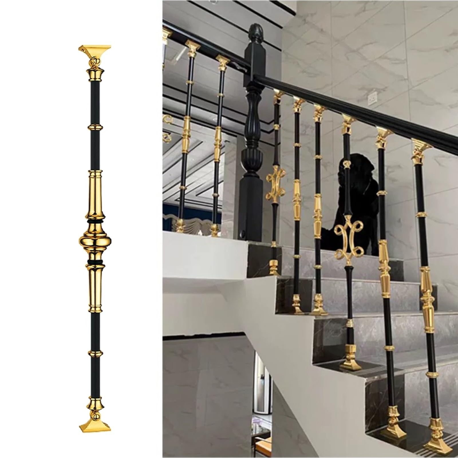 Balaustre de metal para escalera en porche y cubierta exterior con kit de base
