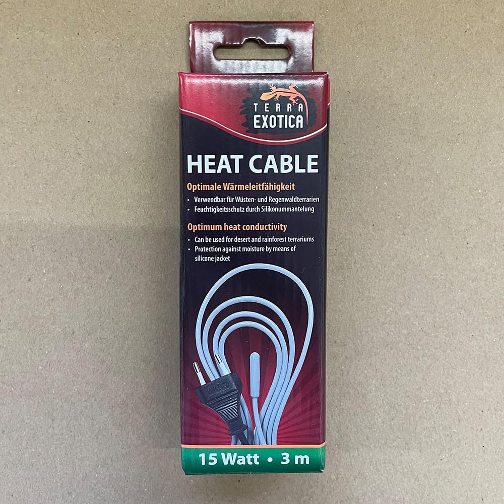 Terra Exotica Heizkabel - 15 Watt / 3 m Heat Cable - Bodenheizung für Terrarien - Terrarium Heizung - Silikonheizkabel für optimale Wärmeleitfähigkeit