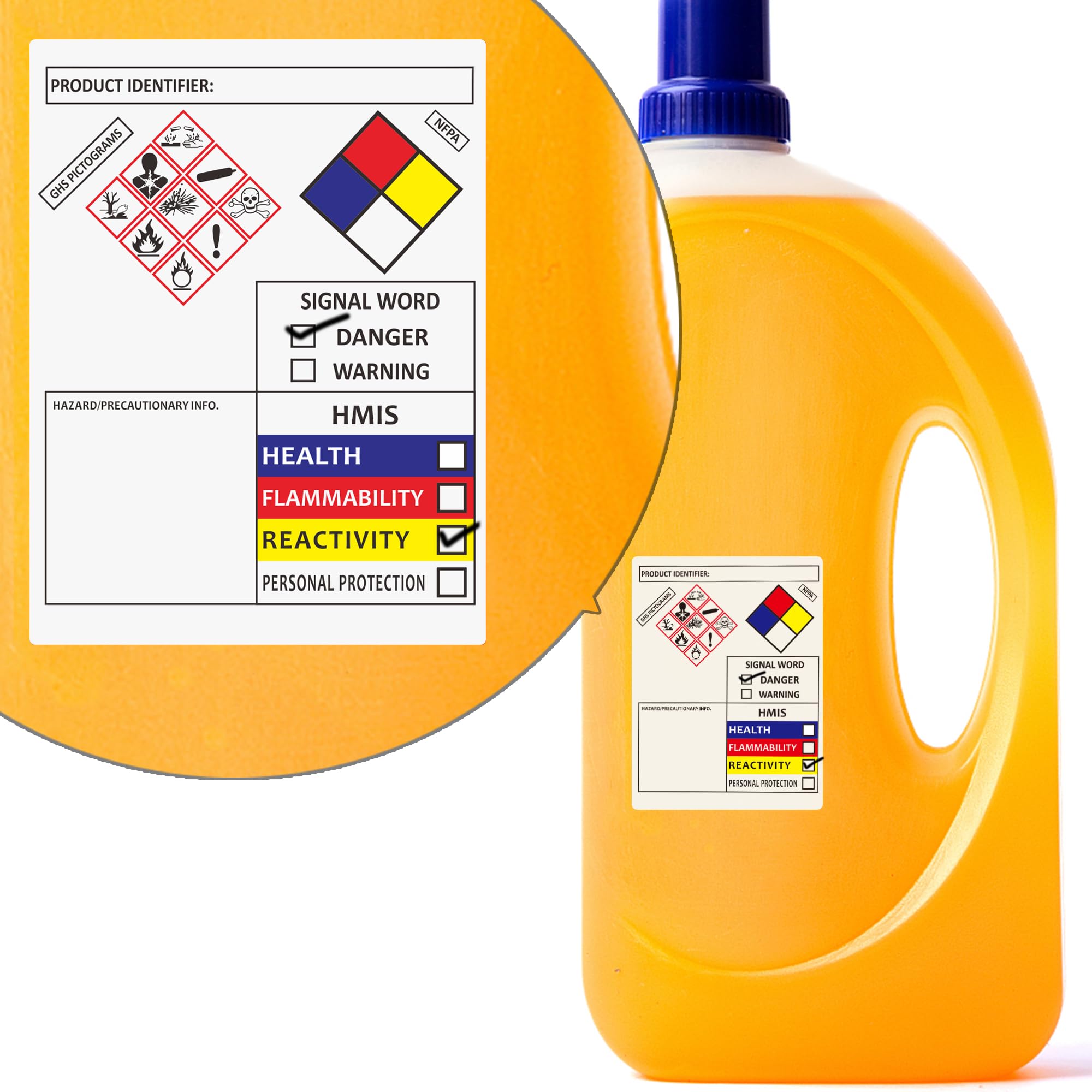 Hybsk Etichette SDS Per Dati Di Sicurezza Chimica, 10x3 Cm – Con Pittogrammi GHS, 100 Etichette Su Rotolo, Per Laboratori E Industria - 2