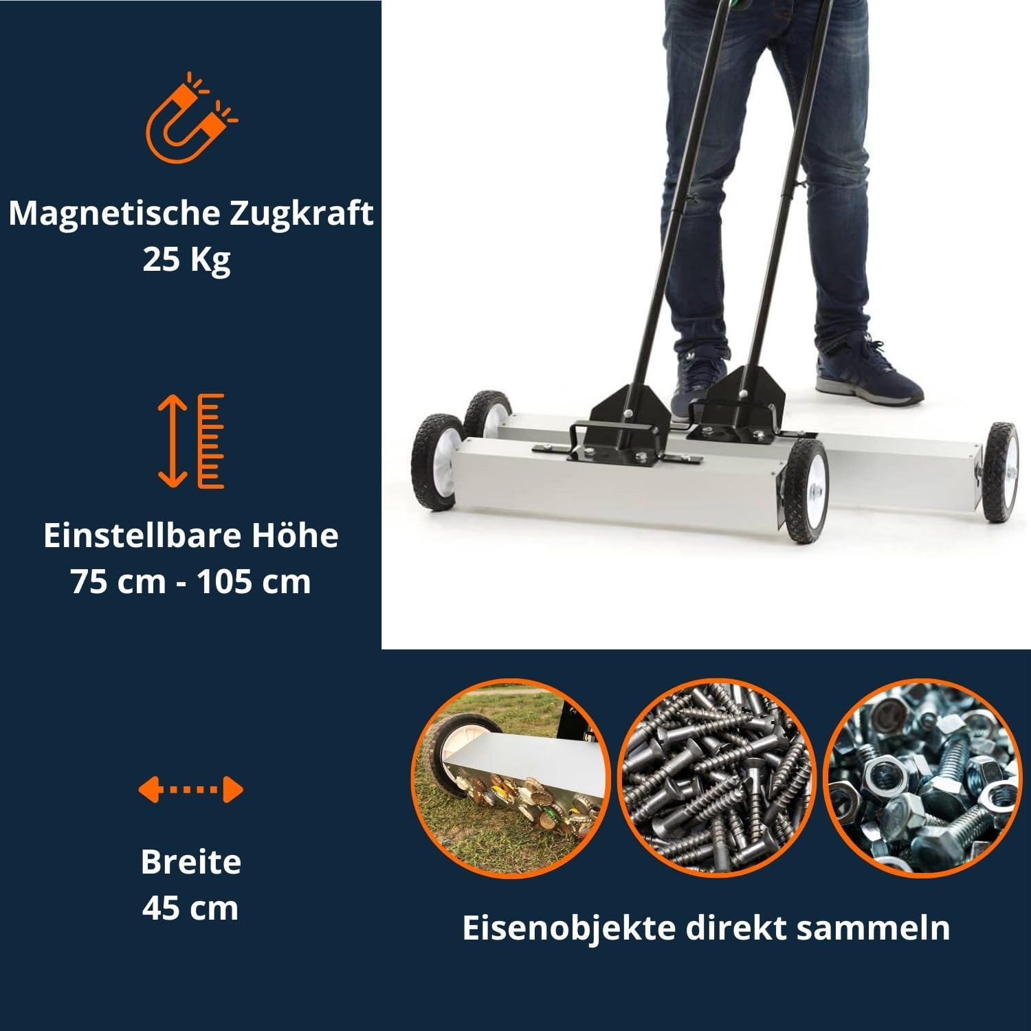 Magnetar Magnetbesen - 45 cm - Magnetischer Bodenkehrer - Magnetic Broom - Spänesammler - Magnet Besen Stark - Magnet Kehrmaschine - Magnetic Sweeper