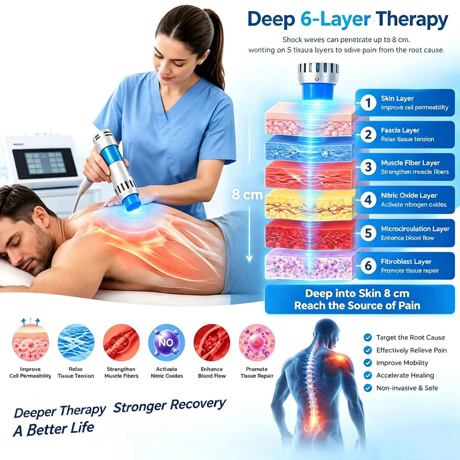 Apparecchio per Terapia a Onde D'urto, Frequenza Regolabile 1-18 Hz