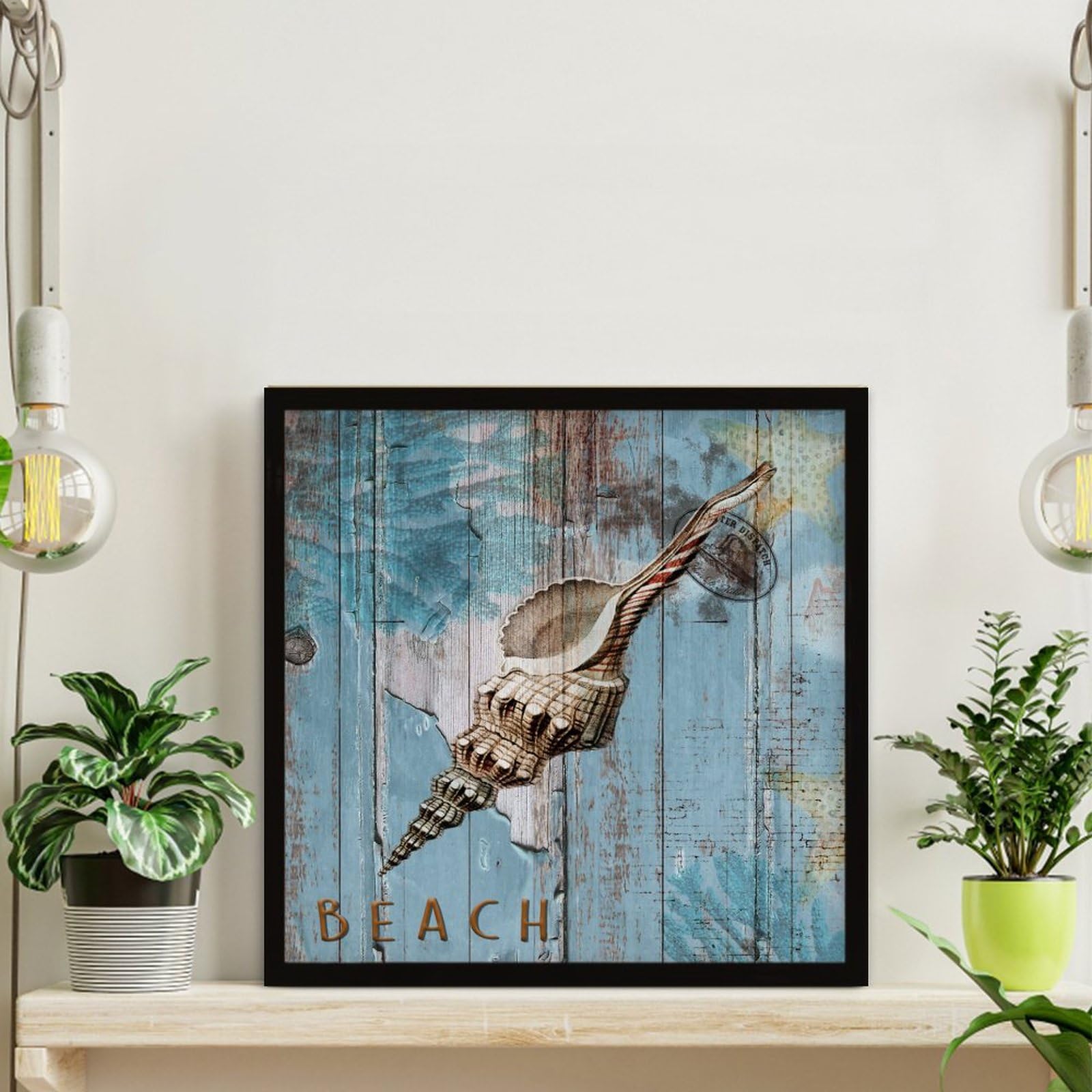 ReWu Targhetta in legno spiaggia targa decorativa decorazione per casa decorazione marittima decorazione parete pesci spiaggia mare estate spiaggia 50 x 28,5 cm