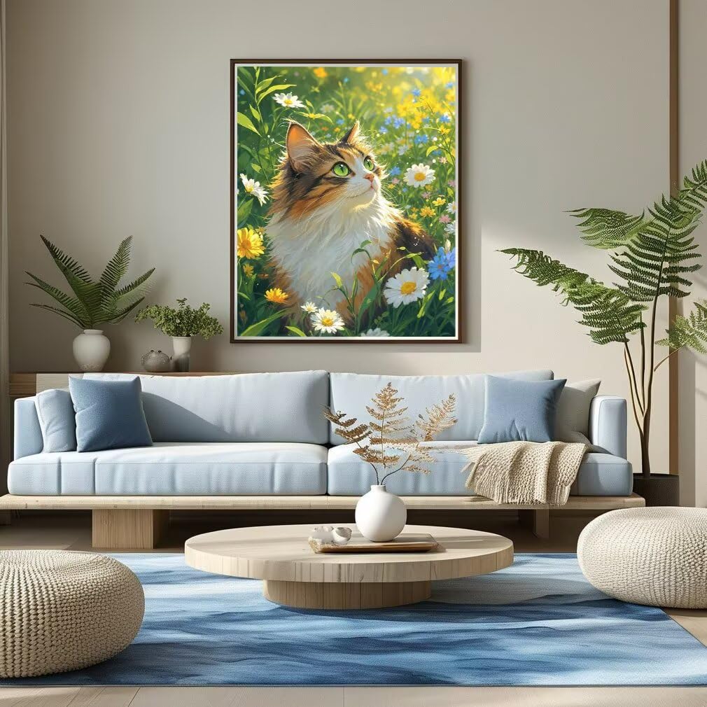 Diamond Painting Gato Kit, Manualidad Creativa y Relajante 60x80cm C8-149