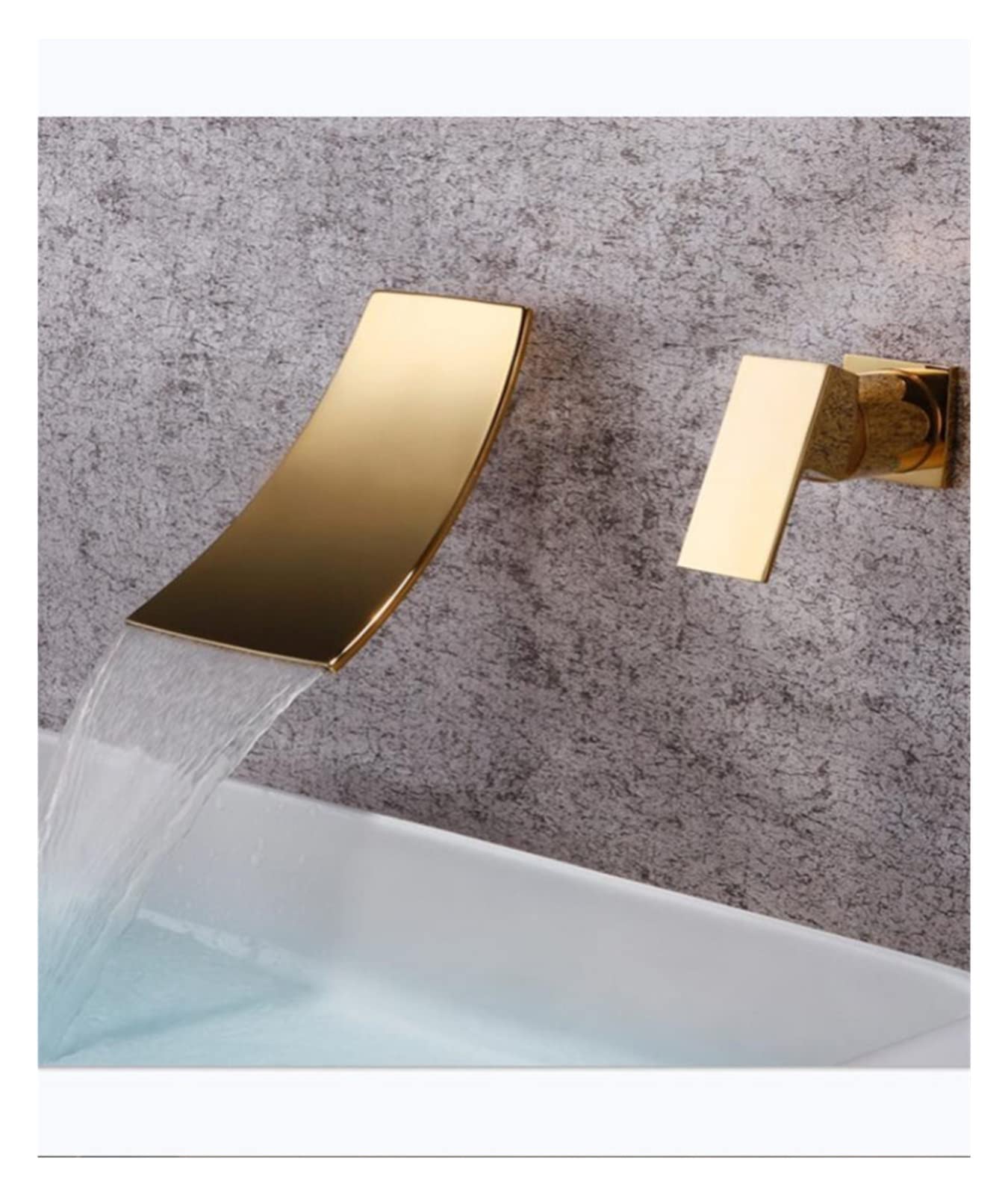Robinet de lavabo cascade mural doré pour créer une atmosphère spa relaxante