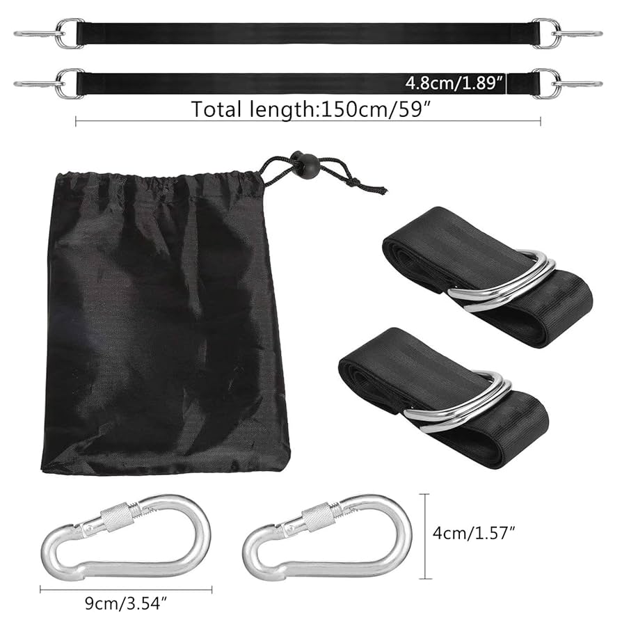 Little Tikes Swing Tree Swing Hanging Straps Kit, 5FT Extra Long Straps, Heavy Duty Holds 2200lbs With Safer Lock Snap Carabiners Carry Pouch Bag Hanging Straps Kit For Tree Swing Hammocks Canopy